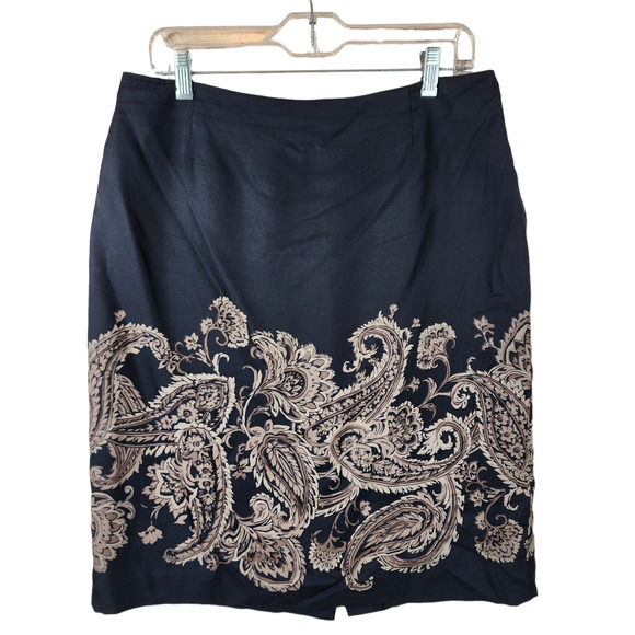 Talbots Dresses & Skirts - Talbots Collection Silk Mini Skirt Women 14 Black Beige Paisley Floral Lined